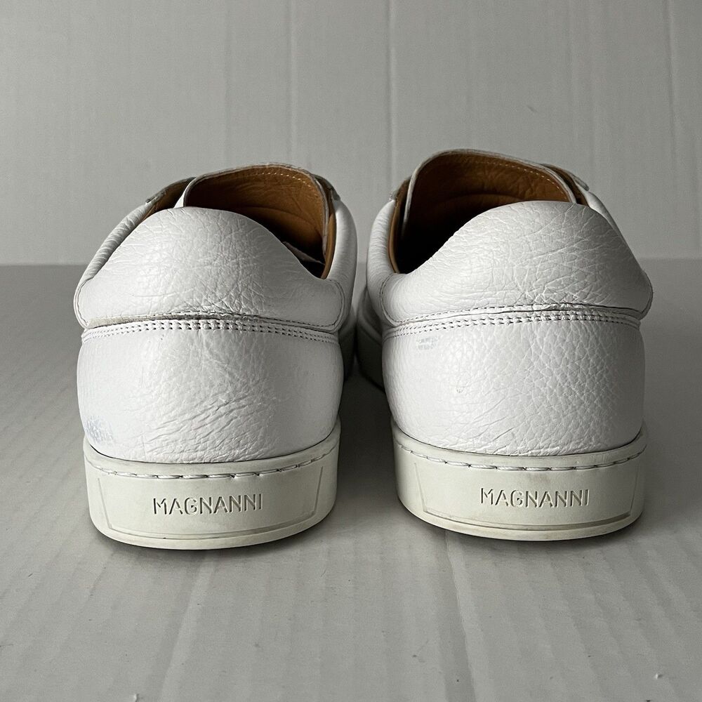 Magnanni Leve Mens Size 11 White Leather Sneakers Low Top Lace Up Casual Shoes - Picture 10 of 15